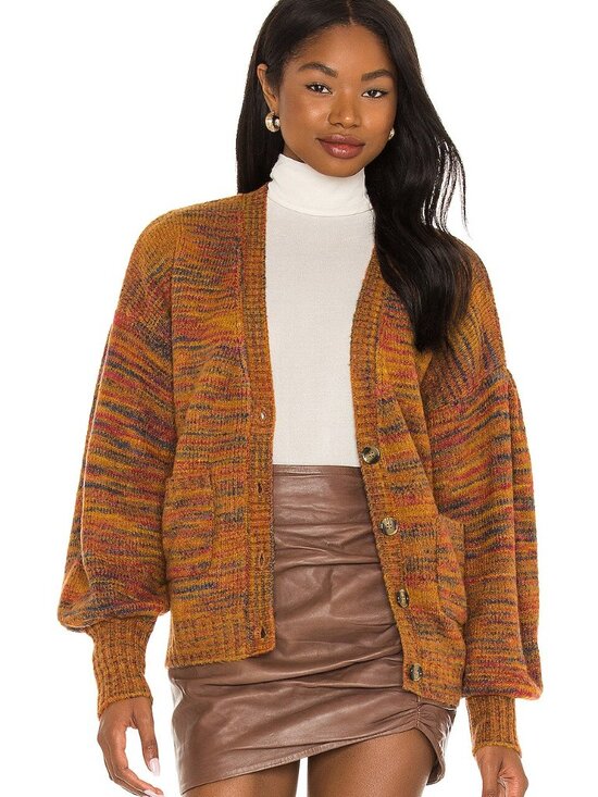 For Love & Lemons Helena Cardigan Sweater in Orange - Picture 1 of 5